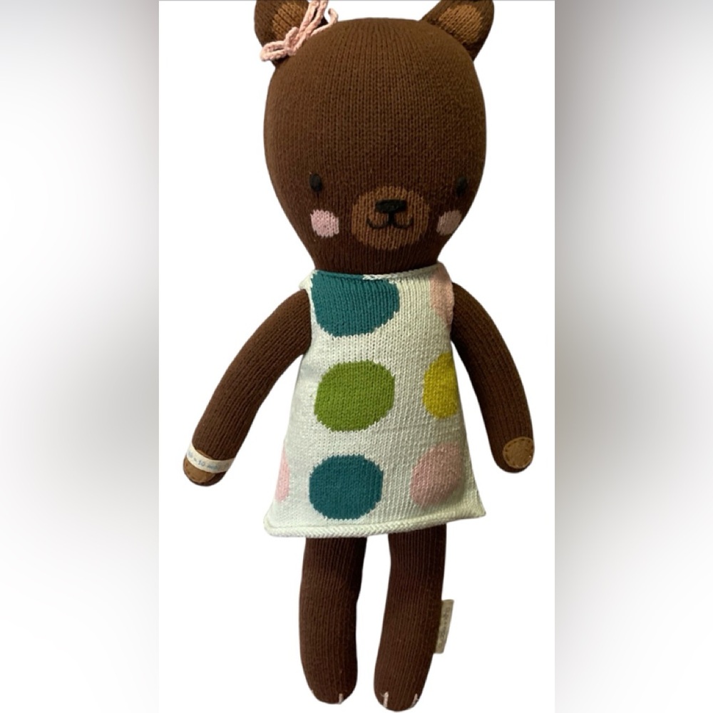 Brown Stuffed Bear with Polka Dot Dress